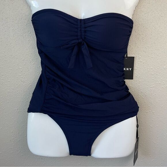 NWT DKNY Navy Blue Tankini and Matching Bottoms Size 6 - Picture 1 of 11